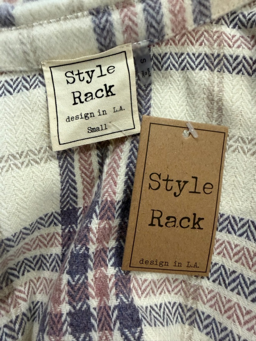 NWT Style Rack Houndstooth Plaid Flannel Shirt Jacket - Picture 8 of 10